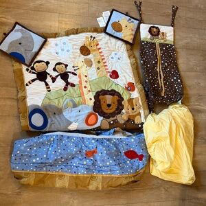 Lambs & Ivy SS Noah Noah’s ark Crib Set Wall decor Crib Sheet Quilt Dust Ruffle